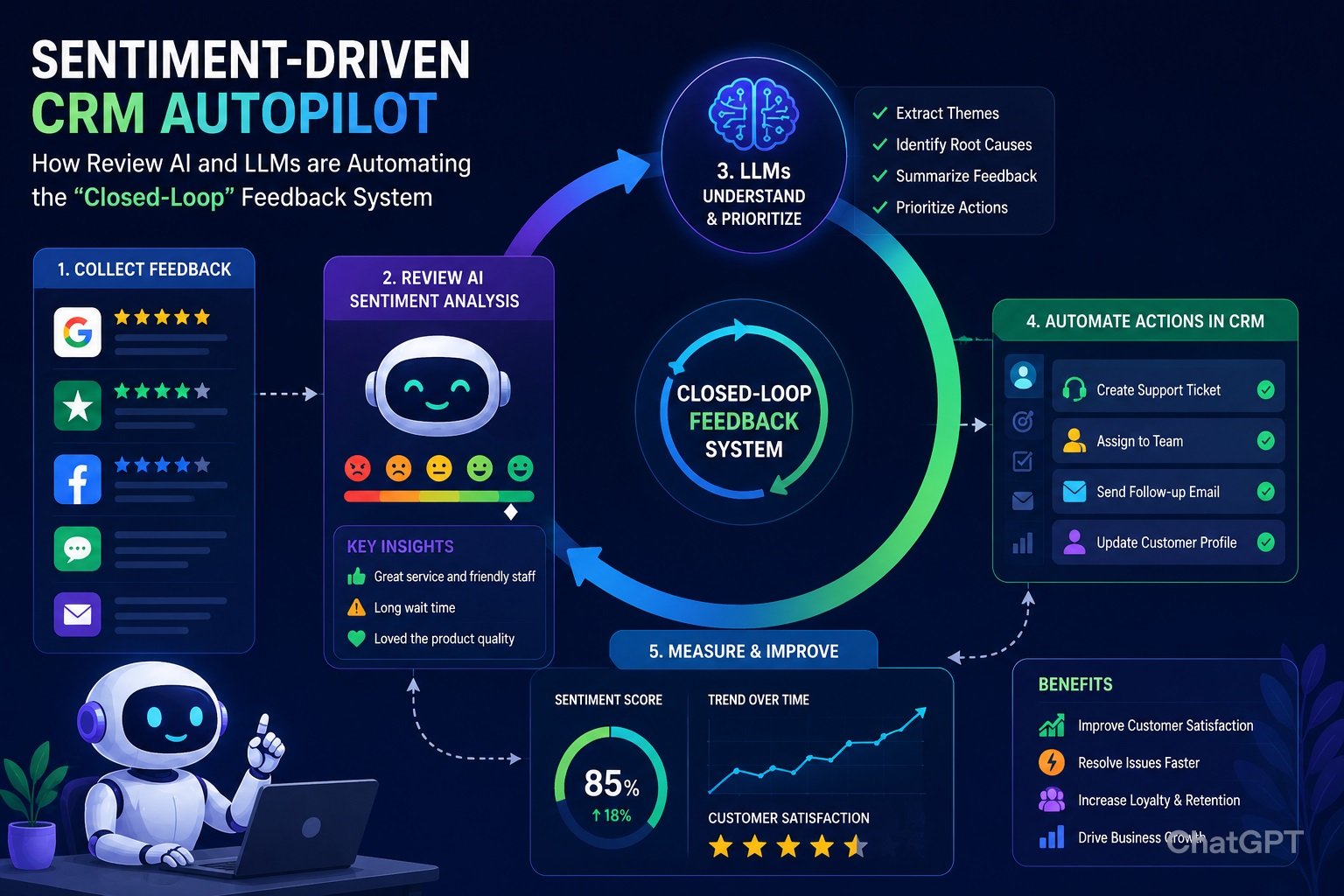 Sentiment-Driven CRM Autopilot: How Review AI and LLMs are Automating the “Closed-Loop” Feedback System