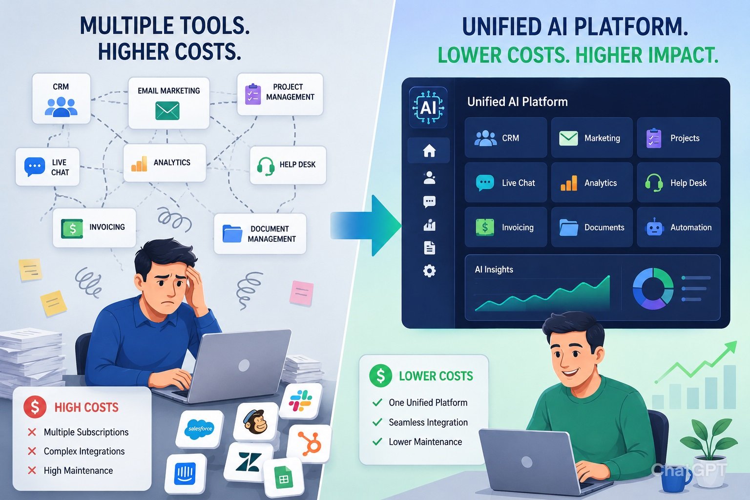 How Unified AI Platforms Replace Multiple Business Tools and Reduce Costs